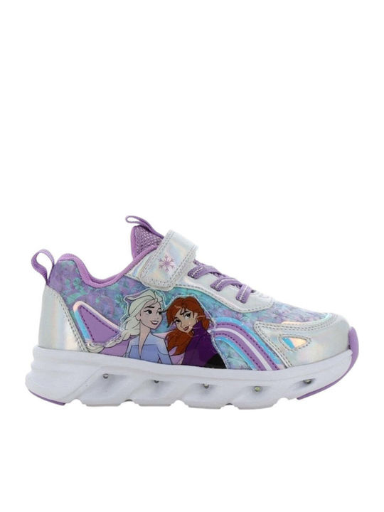 Frozen Kinder Sneaker mit Bügel- und Schleifenverschluss & Lichtern Silber