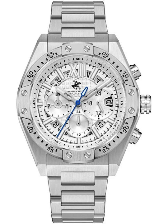 Beverly Hills Polo Club Men's Watch Battery with Silver Stainless Steel Bracelet