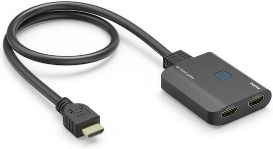HDMI Сплитер Hama 205284 От 1x HDMI M Към 2x HDMI F До 4K 3840x2160@30Hz Резолюция