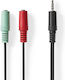 Nedis Audio Splitter Cable Stereo Spilt Jack 20 Cm 2 Output Connectors Black