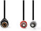 Nedis Stereo Audio Cable 2 RCA Male to RCA Female 0.20m Stable Sound Black