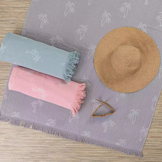 Borea Beach Towel Pareo Cotton Coral with Fringes 160x90cm