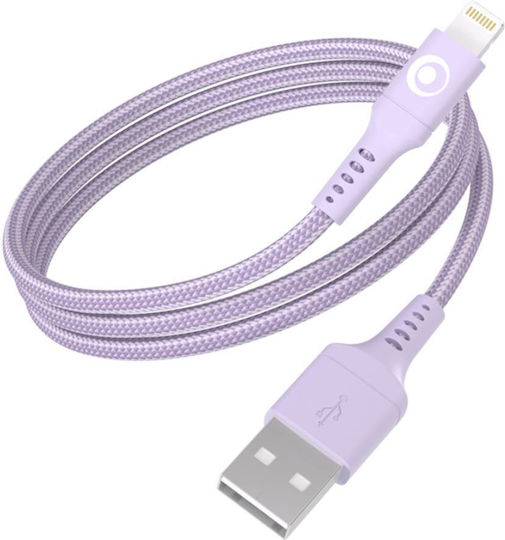 Bigben Connected Usb-a/lightning 2.4a Fastcharge 12w 1.2m Charging Transfer Cable Purple