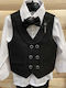Extan Bebe Costum de Botez cu Vestă pentru Băiat Negru 4buc