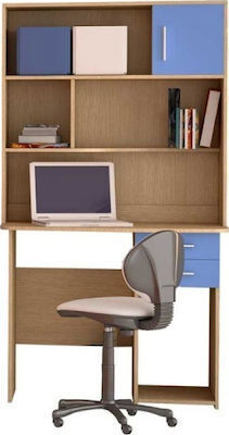 Kids Desk with Library Made of Melamine Light Blue 100x55x180cm