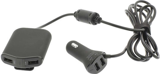 Sweex Автомобилно Зарядно Устройство 4 USB Порта 9.6A 1.8m Кабел Черно
