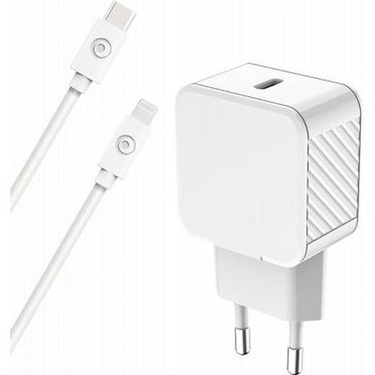 BigBen Connected Φορτιστής με Θύρα USB-C και Καλώδιο USB-C - Lightning 20W Power Delivery Λευκός