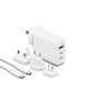 Cygnett Încărcător Fără Fir GaN Cu Port USB-A și 2 Porturi USB-C 67W Livrarea Energiei Alb