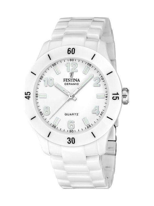 Festina Ceas de Damă cu Alb Brățară Ceramică