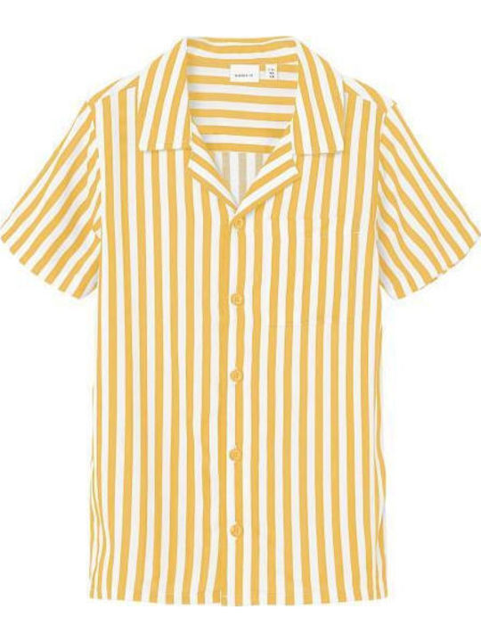Name It Kids Striped Shirt Short Sleeve Yellow-...