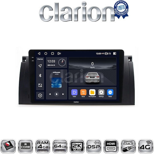 Clarion Ηχοσύστημα Αυτοκινήτου για BMW Σειρά 5 (E39) / X5 (E53) 1998 2003 (Bluetooth/USB/WiFi/GPS/Apple-Carplay/Android-Auto)