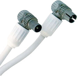 Hirschmann Antennenkabel IEC Koax-Stecker IEC Koax-Buchse Geknickt 5m Weiße