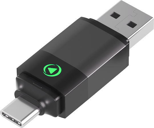 Force Play Wireless 2-in-1 USB-A USB-C to CarPlay Android Auto Adapter Black Silver