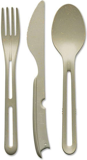 Koziol Cutlery Set 3-piece Klikk Pocket Nature Desert Sand