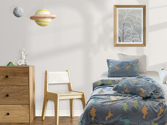 Dinosaurs Fluorescent Blue Blanket 220x160cm
