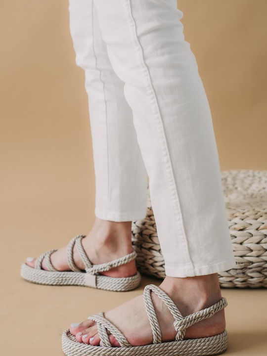 Γυναικεία Σανδάλια Flatforms Μπεζ