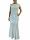 Summer Maxi Dress for Wedding - Christening Open Back with Lace Mint