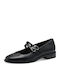 Leather Ballerinas With strap Black