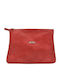 Leather Toiletry Bag Zipper Pocket 30x21cm Vintage Red