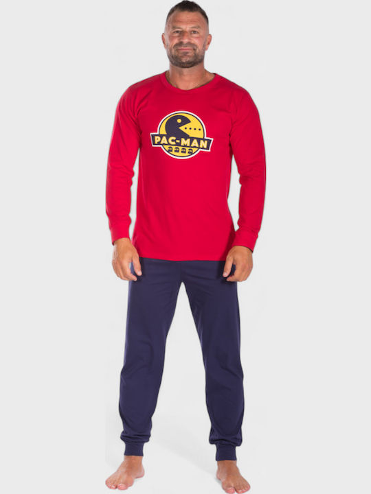 Men's Cotton Pyjama Nina Club Pac Man Red Nc26590-1-Red