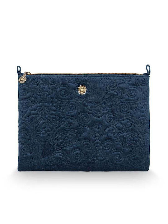 Toiletry Bag Envelope 30x22x1cm Pip Studio Velvet Quilted Days Blue