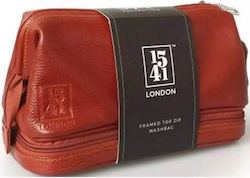 1541 London Framed Top Zip Toiletry Bag Tan Brown