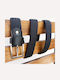 Wide Elastic Men's Belt Leather Knitted Black
