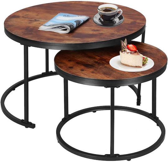 Round Metal Zigon Set Brown 2 Pieces W70xL70xH47cm