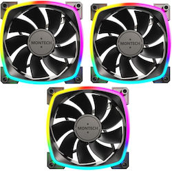 Montech Reverse Blade Case Fans 76.2mm (59cfm) with ARGB Lighting and 4-Pin PWM / 3-Pin Connection 3pcs Montech Reverse Blade Case Fans 76.2mm (59cfm) with ARGB Lighting and 4-Pin PWM / 3-Pin Connection 3pcs