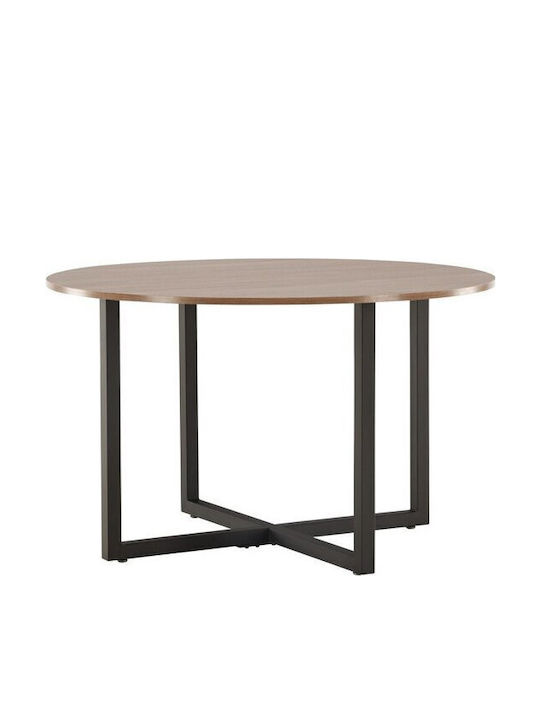 Dallas 4897 Round Table Dining Room Wooden Walnut, Black 75x75cm