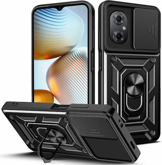 Camshield Back Cover Πλαστικό / Σιλικόνης Μαύρο (Poco M4 5G)