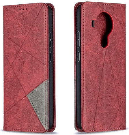 Stand Geometric Patterns Book Synthetic Leather Red (Nokia 5.4)