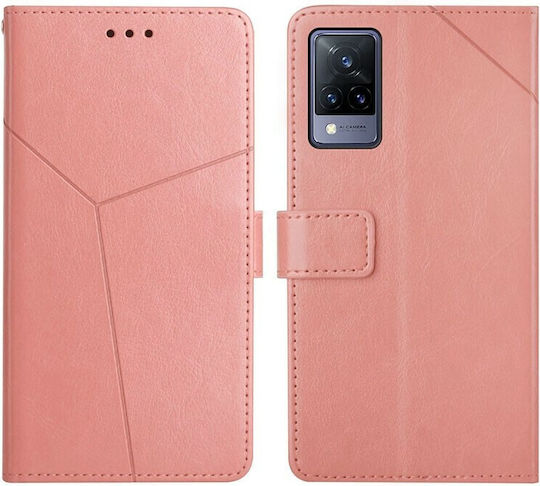 Stitching Horizontal Wallet Synthetic Leather Rose Gold (Vivo V21 5G)