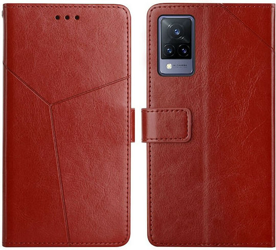 Stitching Horizontal Wallet Piele artificială Maro (Vivo V21 5G)