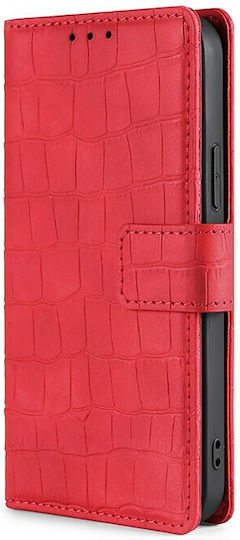 Skin Feel Crocodile Texture Magnetic Book Synthetic Leather Red (Vivo X60 Pro 5G)