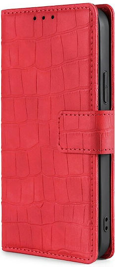 Skin Feel Crocodile Brieftasche Synthetisches Leder Rot (Vivo V21 5G)
