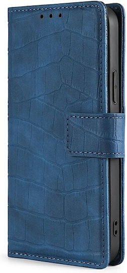 Skin Feel Crocodile Brieftasche Synthetisches Leder Blau (Vivo V21 5G)