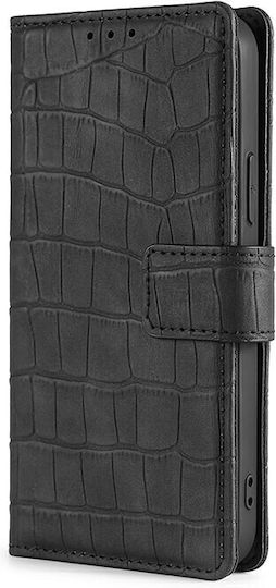 Skin Feel Crocodile Wallet Piele artificială Negru (Vivo V21 5G)