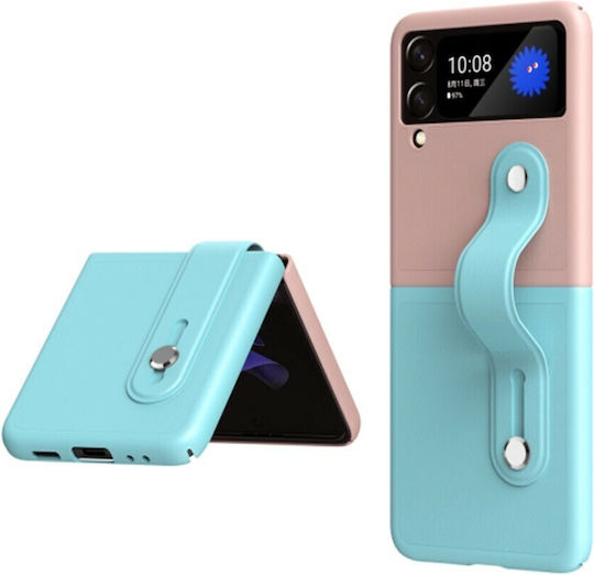 Skin Contrast Wristband Folding Back Cover Plastic Blue (Galaxy Z Flip3)