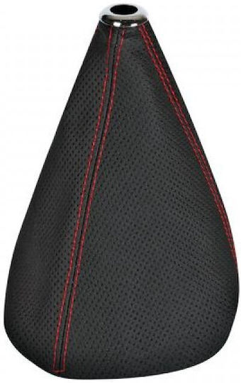 Premium Sport Gear Shift Boot Perforated Synthetic Leather Black Color Red Stitching