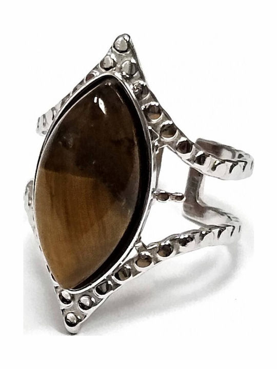 Karma Fashion Damen Ring mit Steinen aus Stahl