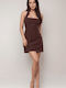 Summer Mini Evening Dress Open Back Brown