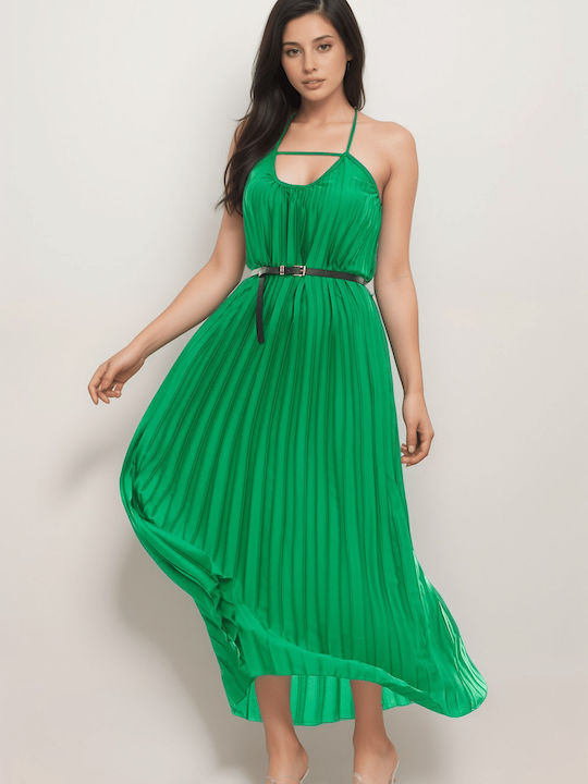 FN Fashion Satin Evening Dress Green