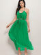 Maxi Evening Dress Satin Green