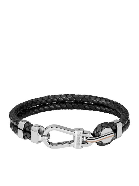 Boss Men's Leather Bracelet 19.5cm