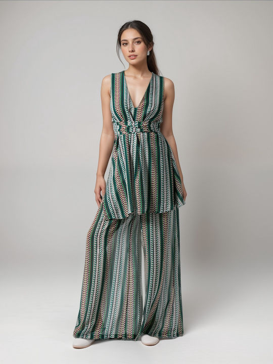Damen Green Set mit Hoch tailliert Hose mit Gummizug
