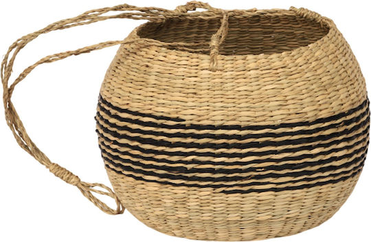 Polihome Grasp Διακοσμητικό Καλάθι Ψάθινο Μαύρο 27x27x19εκ.
