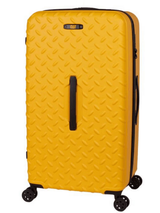 CAT Large Hard Yellow Suitcase with 4 Wheels Height 82cm