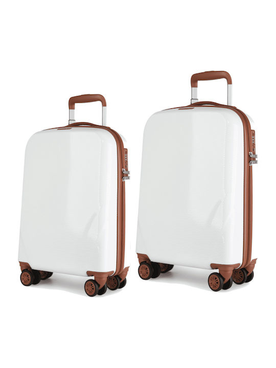 Newcom Hard White Suitcases Max Height 78cm With 4 Wheels Set 2pcs