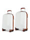 Newcom Hard White Suitcases Max Height 78cm With 4 Wheels Set 2pcs